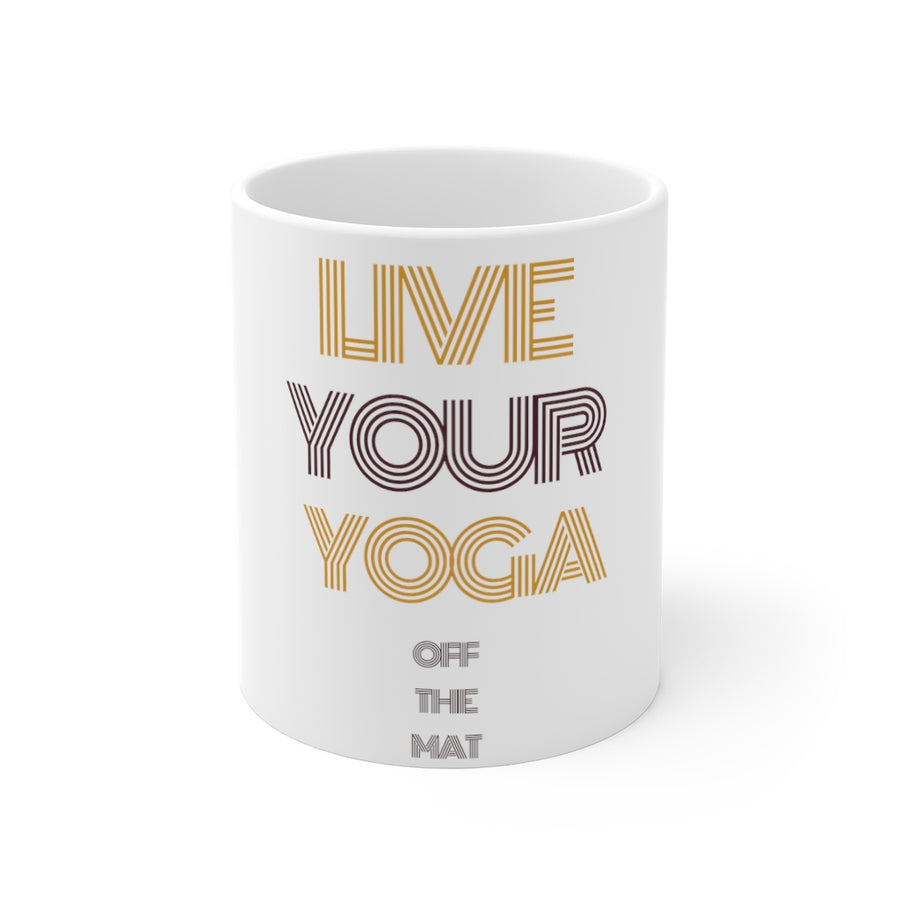 Live Your Yoga 11 oz Mug (purple and gold)