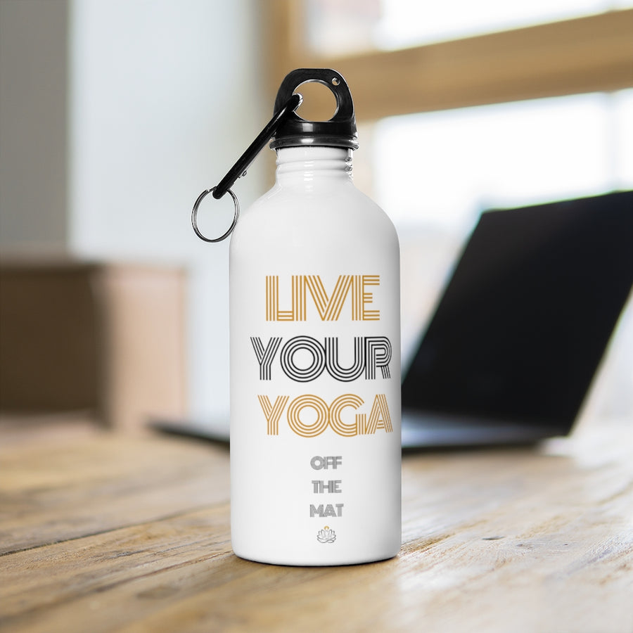 Live Your Yoga Stainless Steel Water Bottle (Black and Gold)