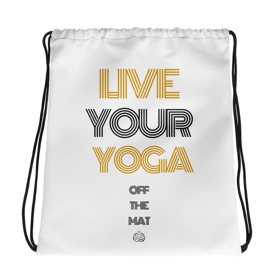 Live Your Yoga Drawstring bag (Black and Gold)