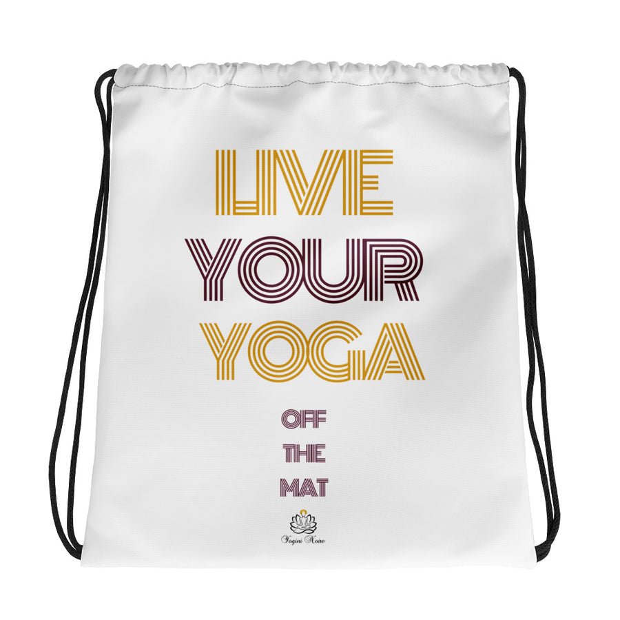 Live Your Yoga Drawstring bag (Purple and Gold)
