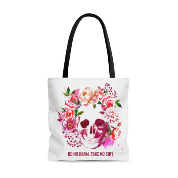 Flower Skull Tote Bag